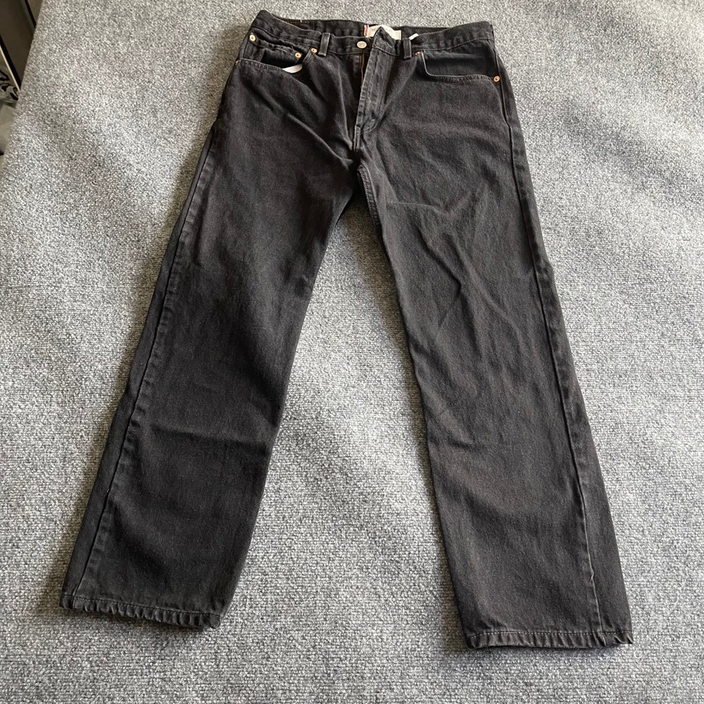 Levis 505 Regular Fit Mens Jeans Faded Black Denim Straight Leg 34x30 100 Cotton